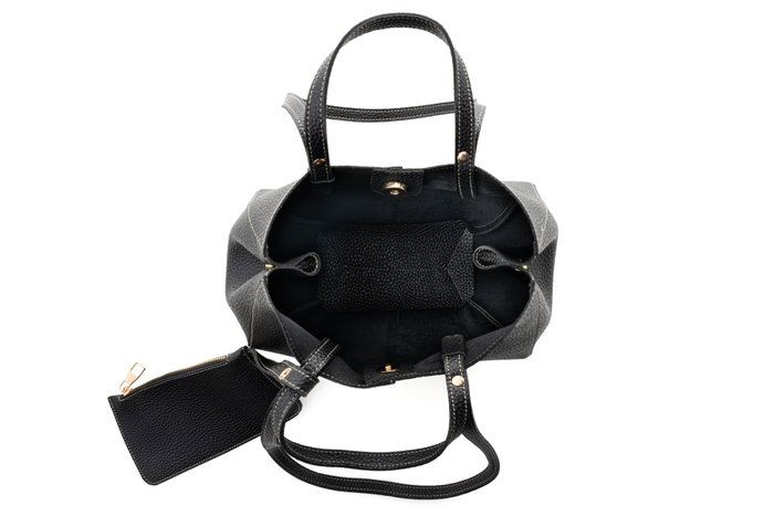 Lucky Bees Bolsa de Hombro 1274 Negro en CUERO DE POLIVINILO Elegante para Mujer